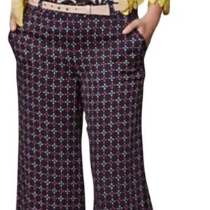 Stylish Women's Wide Leg Pants - Black and Red Pattern